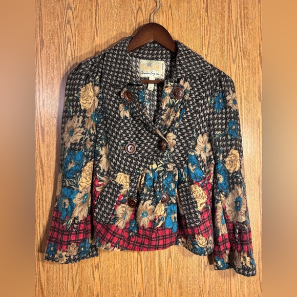 American Rag Cie Floral Houndstooth and Plaid Acrylic Blazer - Picture 3 of 7